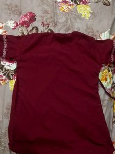 Stylish Maroon Top with Floral Accents