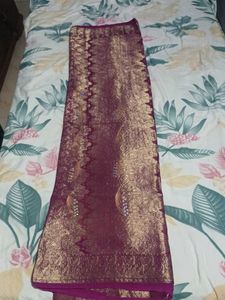 Elegant Gold and Purple Sari