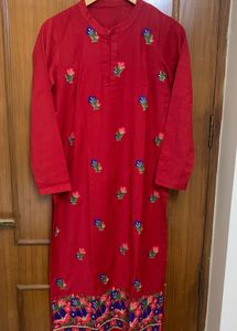 2Pc Set | Blood Red Kashmiri Suit Pant