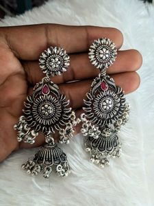 Oxidized Jhumka Earrings