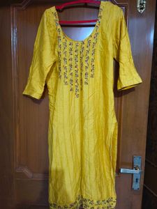 Yellow Color Cotton Kurti