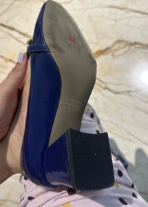 Blue Loafers with Gold Detail