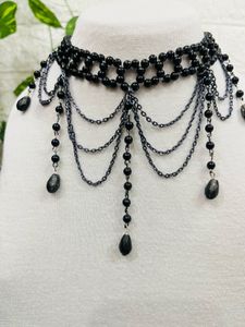 Black Unique Design Beaded Neckpiece