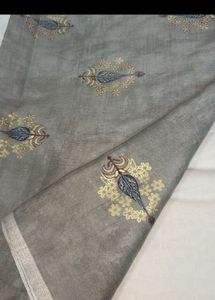 Beautiful grey and golden Soft linen cotton fabric