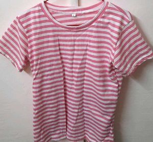 Pink Striped Short Sleeve T-Shirt