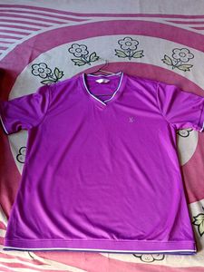 Purple Short V Neck T- Shirt For Girls