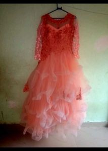 Peach Embroidered Anarkali