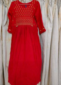 Red Kurti With Embroidery