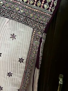 Wine Colour Stiched Dress With Dupatta