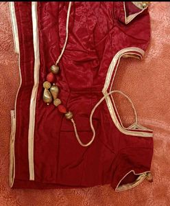 Red Velvet Embellished Blouse
