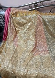 Elegant Pink &amp; Gold Saree