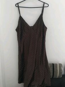 Brown Polka Dot Slip Dress