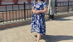 Blue Floral Print Dress