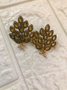 Peackock Earring With Stone