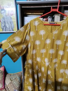 Akkriti Pure Linen Mustard A-Line Maxi Dress