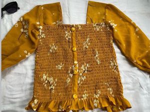 Yellow Square Neck Top