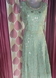 New Elegant Mint Green Embellished Dress