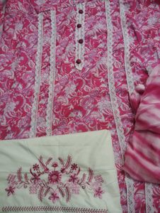 Pink Floral Embroidered Suit