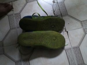 Blue and Green Running Shoes