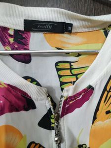 Butterfly Print Bomber Jacket