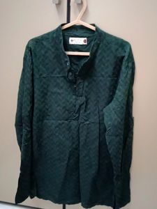 Self Printed Green Ethnic Wear Shirt