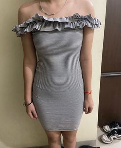 Striped Off-Shoulder Bodycon Dress