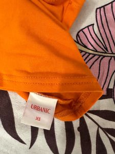 Orange Ruffle Tie Crop Top