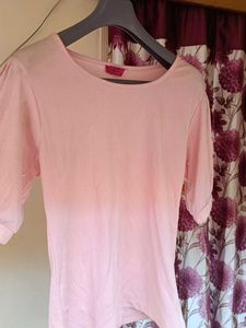 Pink Top with Puff Sleeves