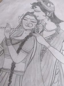 Krishna Painting+ Sketch(Radha Krishn
