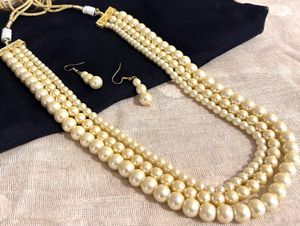 Elegant Layered Pearl Necklace & Earrings