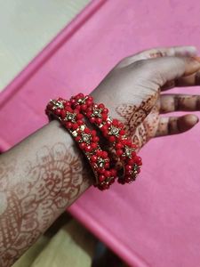 Red Beaded Bangles