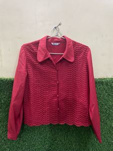 ELEGANT RED LACE SHIRT FOR WOMEN