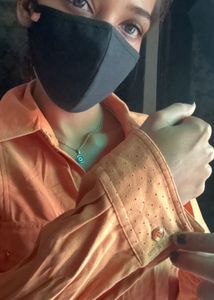 Orange Collared Button-Down Shirt