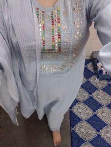 Light Blue Embroidered Kurta Set