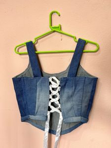 Denim Corset Top With Tie up