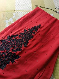 Red Embellished Saree