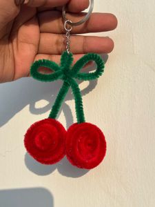Red cherry 🍒 Pipe Cleaner Keychain