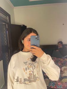 White Graphic Print Sweatshirt