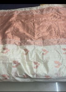 Elegant Silk white and gold saree