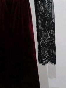 Elegant Velvet &amp; Lace Dress