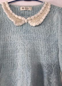Blue Fuzzy Sweater Dress