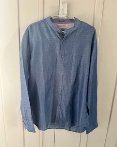 Blue Mandarin Collar Shirt
