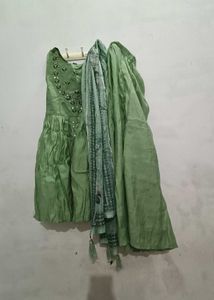 Lime Green Embroidered Dress