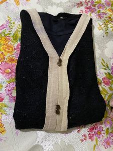 Pure Black Full Sleeves Top With Fancy Nettedtop