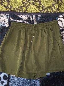 Olive Green Flowy Shorts