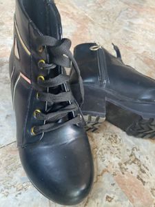 Black Ankle Boots - Lace-Up