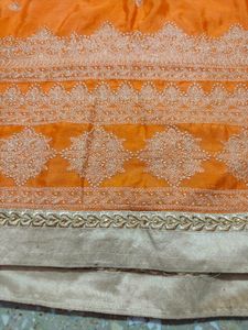partywear soft orange saree