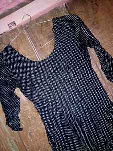 White -black Polka Dot Design Kurti