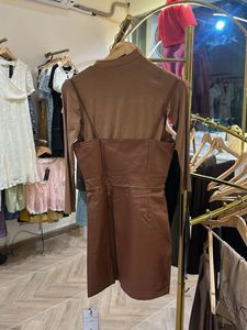 Leather Brown Dress with Top
