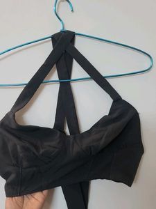 Grey cropped backless top